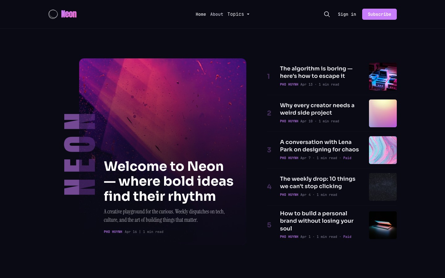 Neon theme screenshot 2