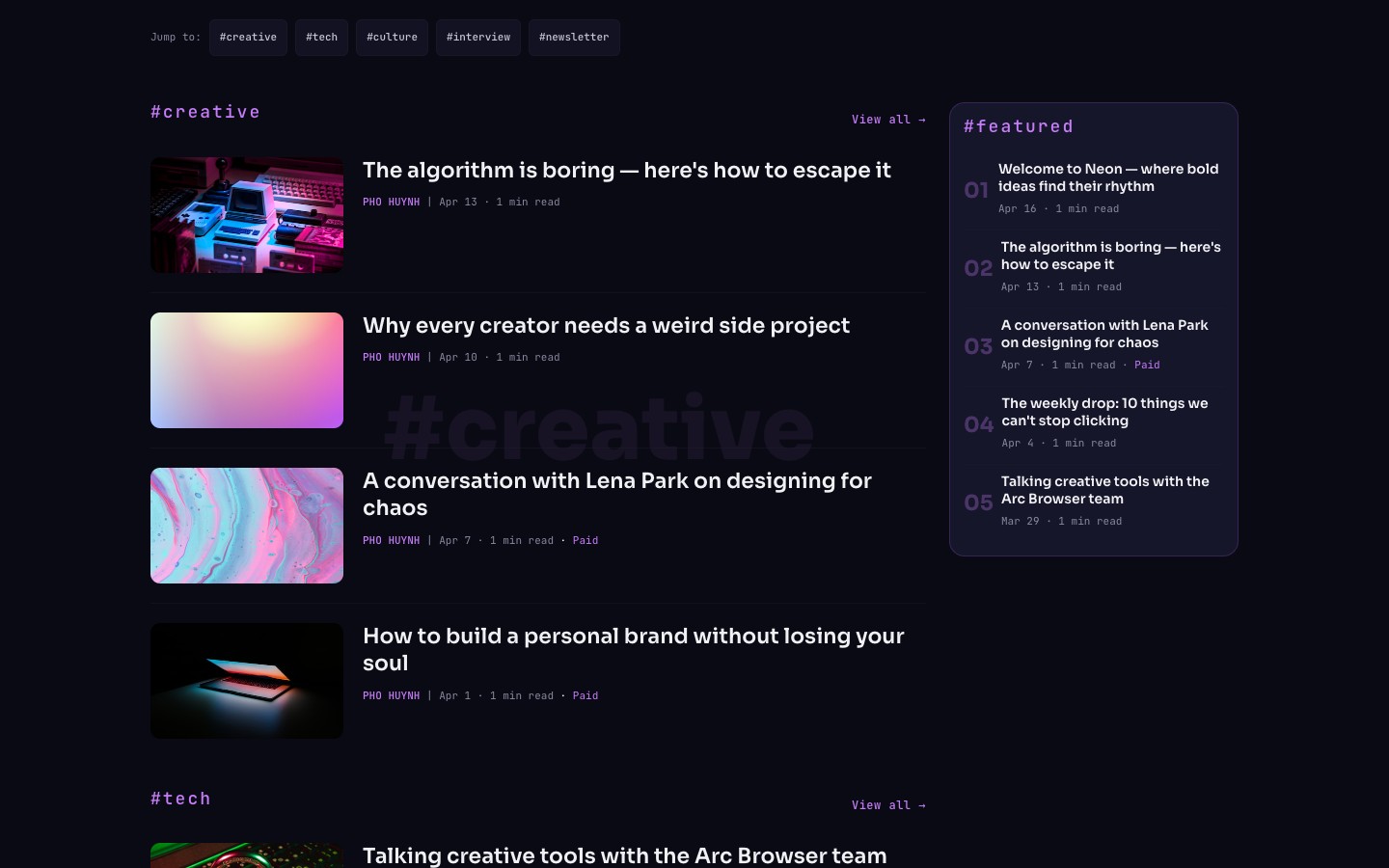 Neon theme screenshot 3