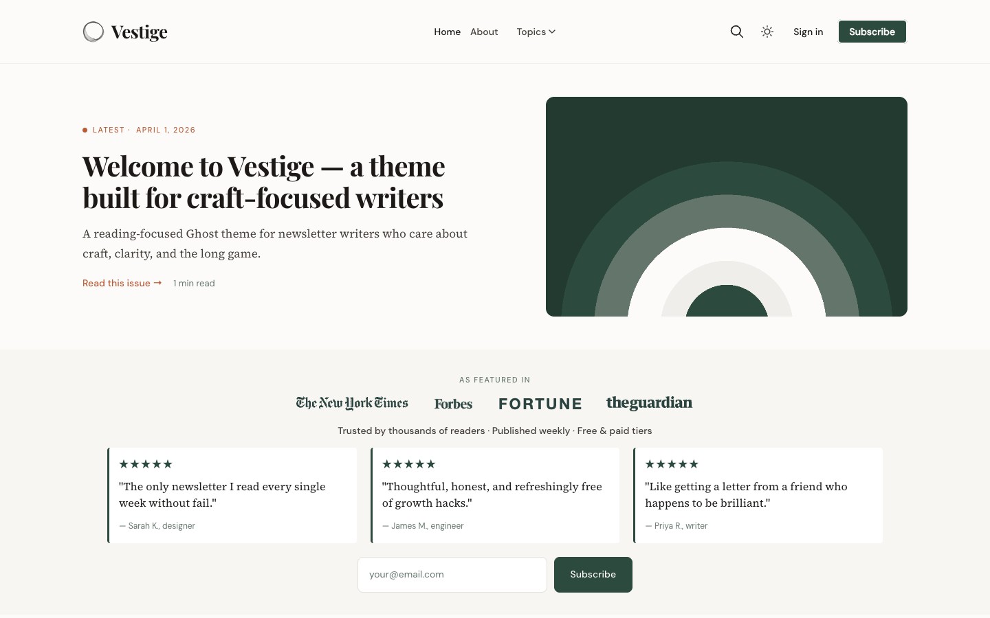 Vestige theme screenshot 1